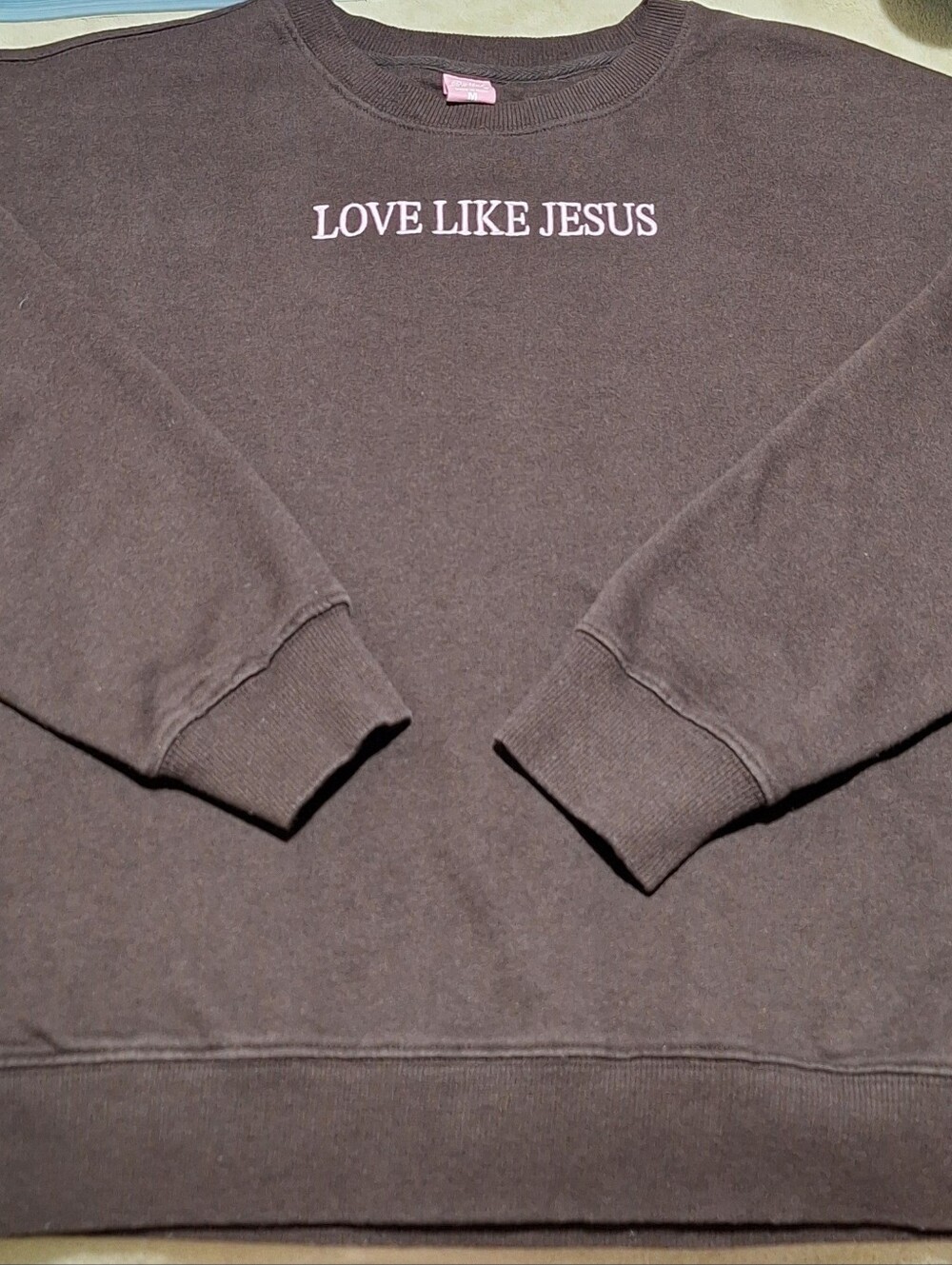 Love Like Jesus Embroidered Brown Crewneck Sweatshirt